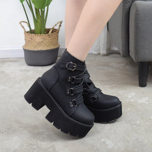 Comfortable Black Lace Up Boots