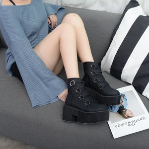 Comfortable Black Lace Up Boots