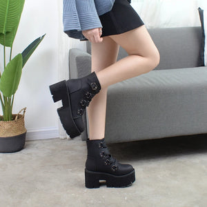 Comfortable Black Lace Up Boots