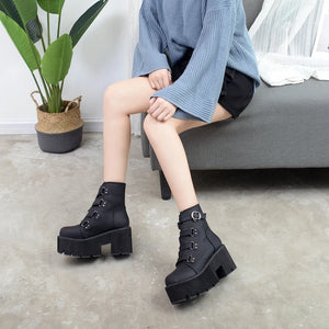 Comfortable Black Lace Up Boots