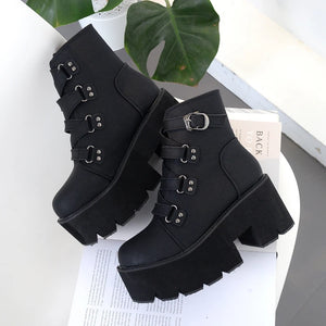 Comfortable Black Lace Up Boots
