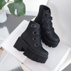 Comfortable Black Lace Up Boots