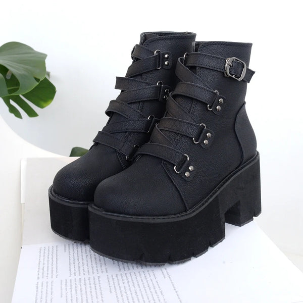 Comfortable Black Lace Up Boots