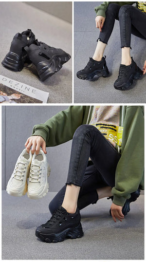 Comfortable Black Platform Sneakers
