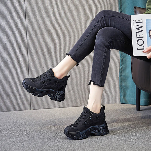 Comfortable Black Platform Sneakers