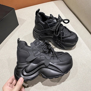 Comfortable Casual Black Platform Sneakers