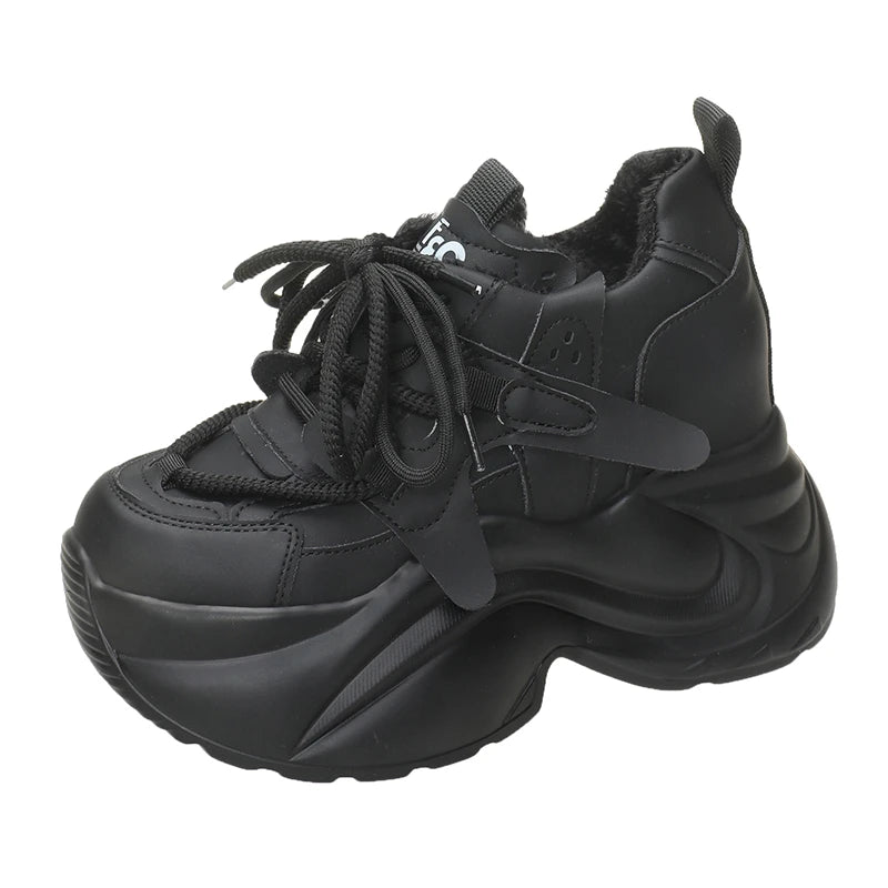 Comfortable Casual Black Platform Sneakers CYBER TECHWEAR