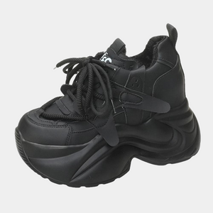Comfortable Casual Black Platform Sneakers