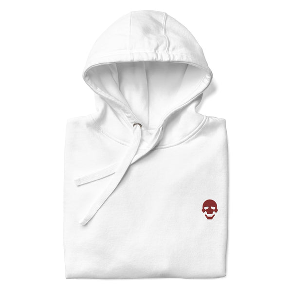 Comfortable White Embroidered Classic Hoodie