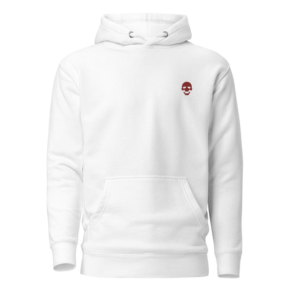 Comfortable White Embroidered Classic Hoodie