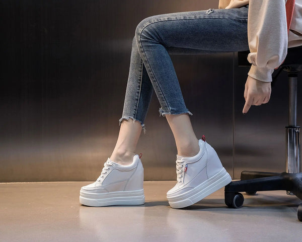 Comfortable White Platform Sneakers