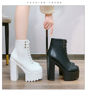 Comfy White Platform Womens Booties