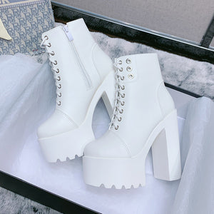 Comfy White Platform Womens Booties
