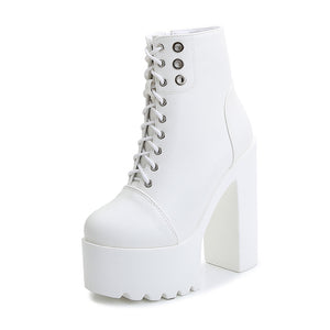 Comfy White Platform Womens Booties