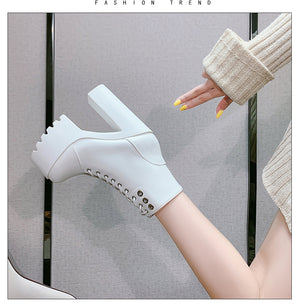 Comfy White Platform Womens Booties
