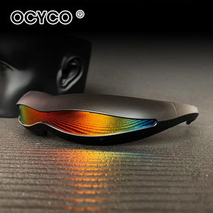 Conjoined single-lens cyberpunk glasses with mirrored polarized finish