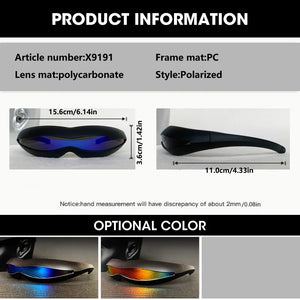 Conjoined single-lens cyberpunk glasses with mirrored polarized finish