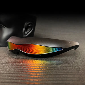 Conjoined single-lens cyberpunk glasses with mirrored polarized finish