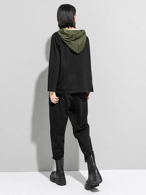 Contrast Pocket Women Hoodie
