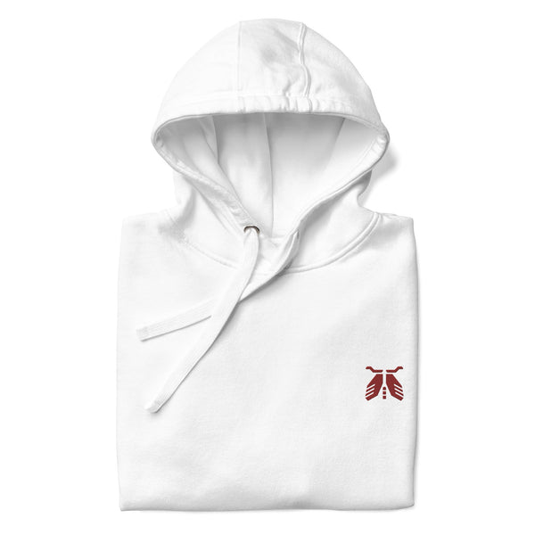 Cool White Embroidered Artistic Hoodie