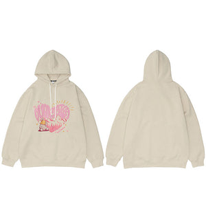 Cotton Fleece Heart Y2k Hoodie
