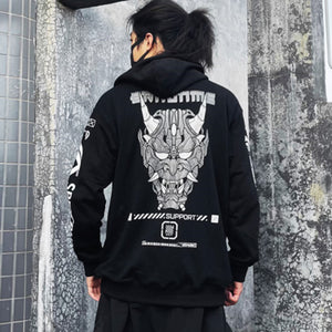 Cotton Hoodie Printed Techwear