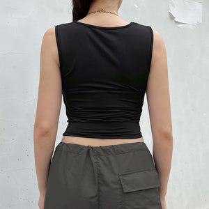 Crop Top Black Sleeveless