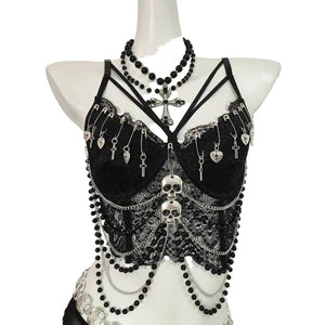 Crop Tops Dark Style Backless