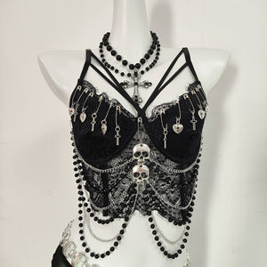 Crop Tops Dark Style Backless