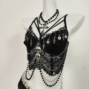 Crop Tops Dark Style Backless