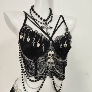 Crop Tops Dark Style Backless