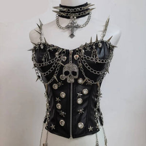 Crop Tops Women PU Leather