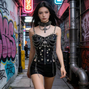 Crop Tops Women PU Leather