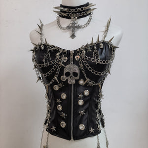 Crop Tops Women PU Leather