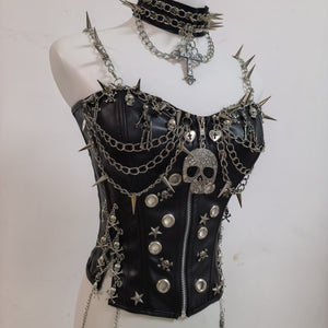 Crop Tops Women PU Leather