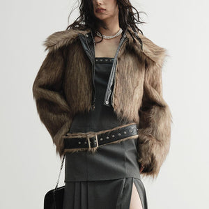 Cropped Black PU Leather Jacket For Women