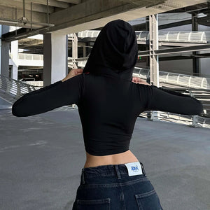 Cropped Gray Zip Up Hoodie