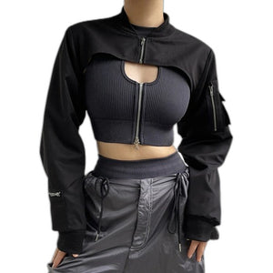 Cropped Techwear Jacket - product view on white background