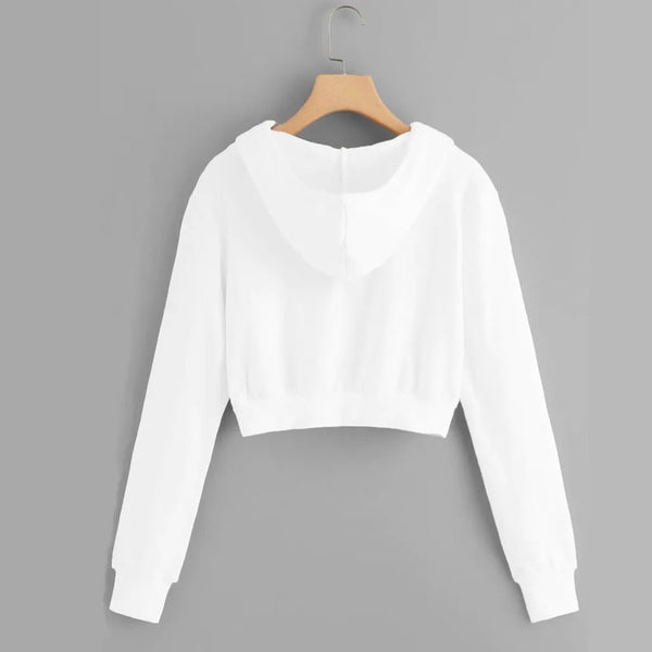 Cropped White Hoodie