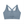 Back of the gray blue yoga bra laid flat, the X straps meeting above the keyhole opening
