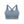 Gray blue yoga bra shown small from the front, the elastic band running straight under the bust