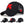 Black trucker cap with a red cross patch and mesh back