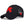 Black trucker cap with a red cross patch and mesh back