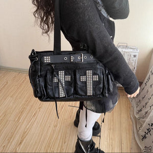 Cross Studded Black Y2k Purse