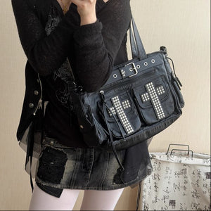Cross Studded Black Y2k Purse