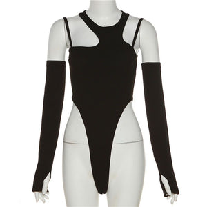 Cut Out Black Bodysuit stylish