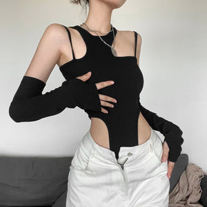 Cut Out Black Bodysuit stylish