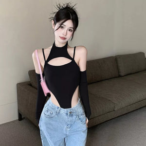 Cut Out Black Bodysuit