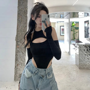 Cut Out Black Bodysuit