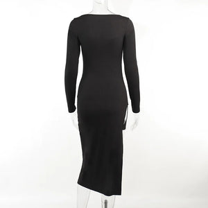 Cut Out Black Midi Dress